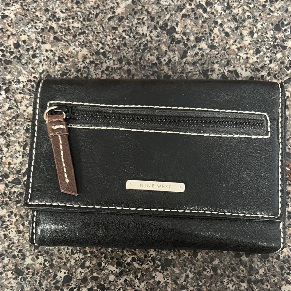 Nine West Black Wallet with Contrast Stitching